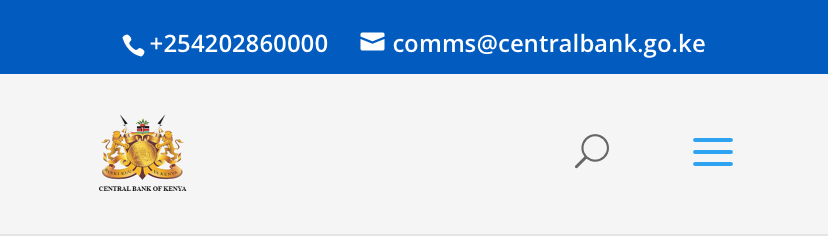 Central Bank of Kenya header with contact information